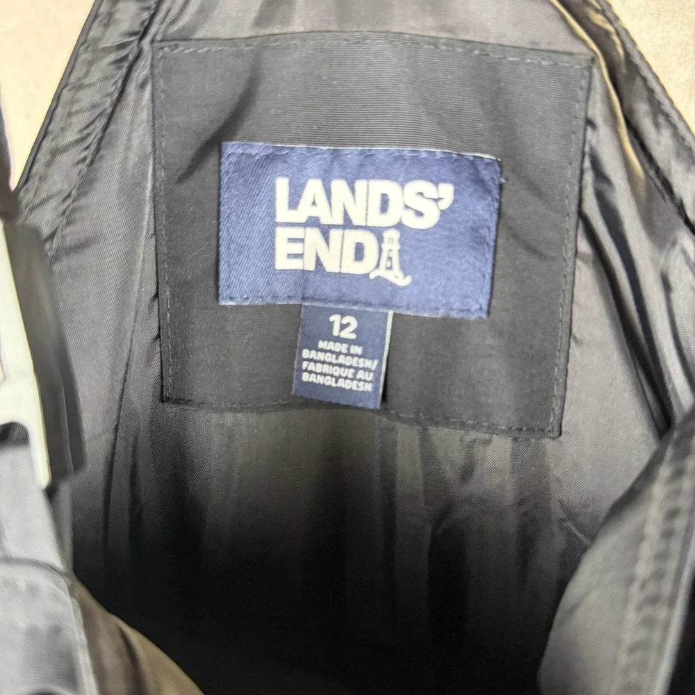 Lands End Kids Black Iron Knee Insulated Snow Bib Overalls Size 12